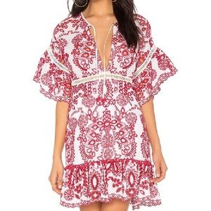 Saylor | Embroidered Eyelet Red Dress size Medium